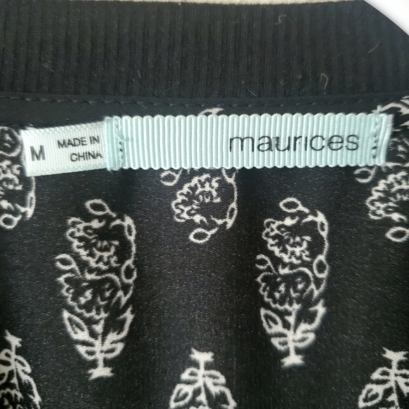 Maurices Black White Paisley Boho Full Zip Long Sleeve Jacket Size Medium - Picture 3 of 8